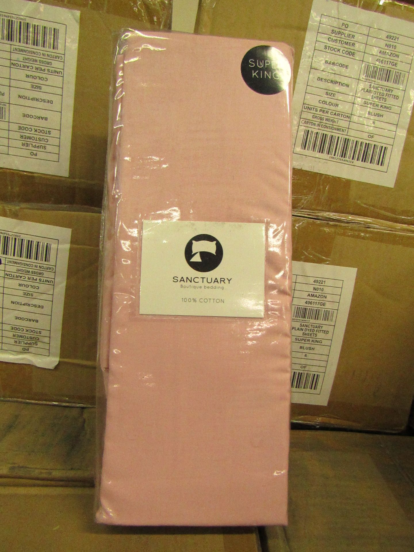 Sanctuary Fitted Sheet With Deep Box Superking Blush 100 % Cotton New & Packaged