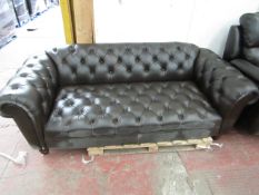 Chesterfield style 2 seater sofa, missing back leg