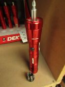 Dekton 6 Super Bright LED Aluminium 3 Way Ratchet Torch with Bits new