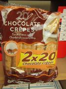 2 x packs of 20 per pack Chocolate Crepes.1.28 kg  BB 12/11/19.