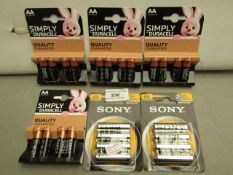 6 Packs of 4 AA Batteries. See Image. New & packaged