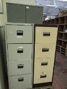 2 x 4 Drawer Filing Cabinets. These have been used but still usable & a Tall Cupboard