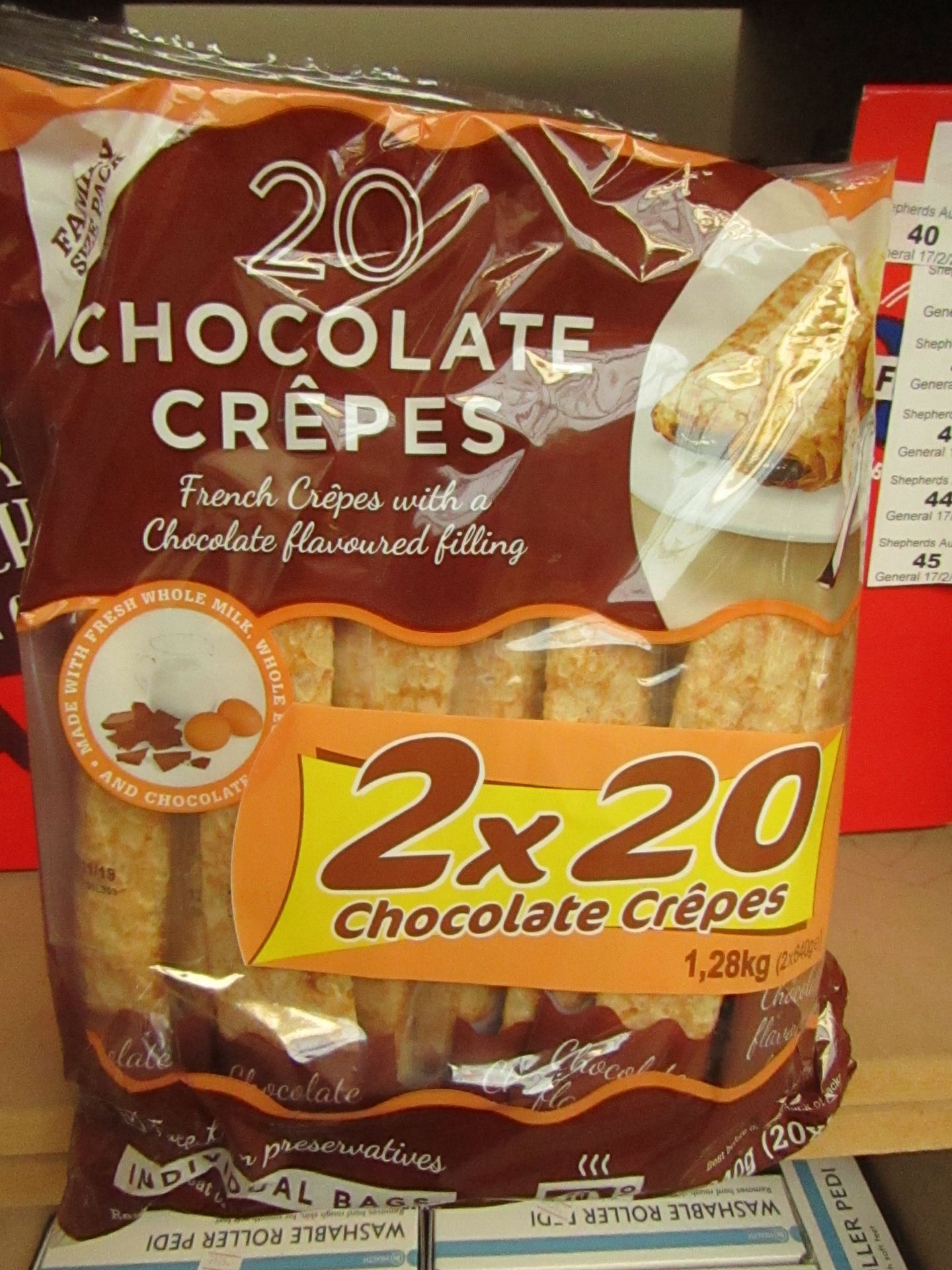 2 x packs of 20 per pack Chocolate Crepes.1.28 kg  BB 12/11/19.