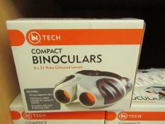 In Tech Compact 8 x 21 Ruby Coloured Lenses Compact Binoculars complete with carrycase & Cleaning