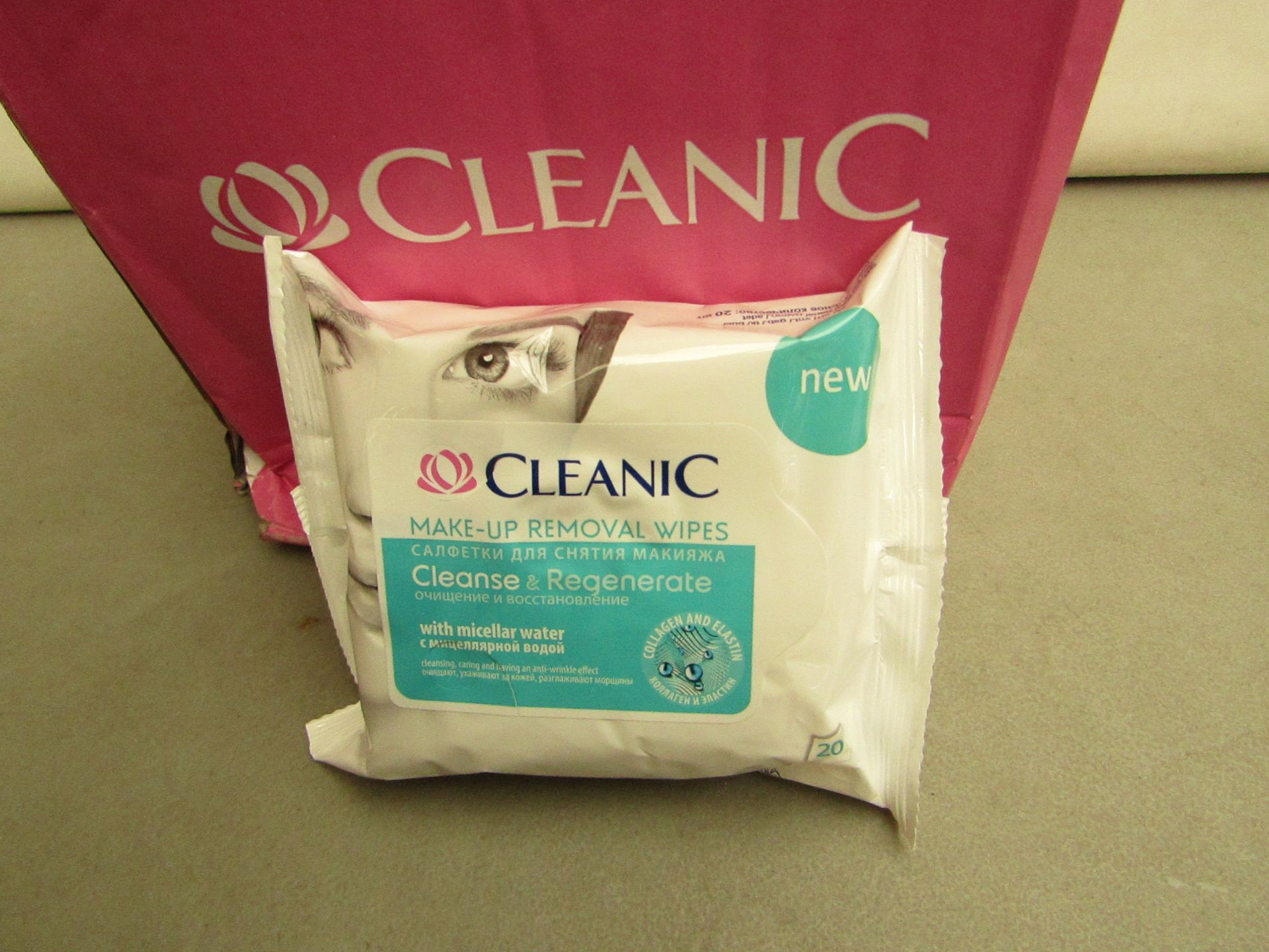 8x Cleanic make up removal wipes, new and boxed.