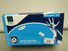 Premium Nitrile Natural Examination Gloves, size S. New & boxed
