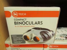 In Tech Compact 8 x 21 Ruby Coloured Lenses Compact Binoculars complete with carrycase & Cleaning