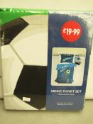 Football single duvet and pillowcase set, new and packaged.