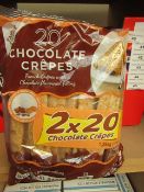 2 x packs of 20 per pack Chocolate Crepes.1.28 kg  BB 12/11/19.