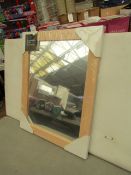 Beech effect mirror, 37 x 47cm, new and packaged.