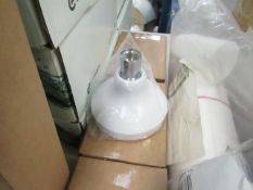 White plastic shower head shell, new and boxed.