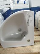 Villeroy and Boch 550mm corner 1TH basin with overflow, new.