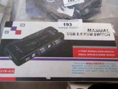 Manual - USB 2.0 KVM Switch - Untested and boxed.