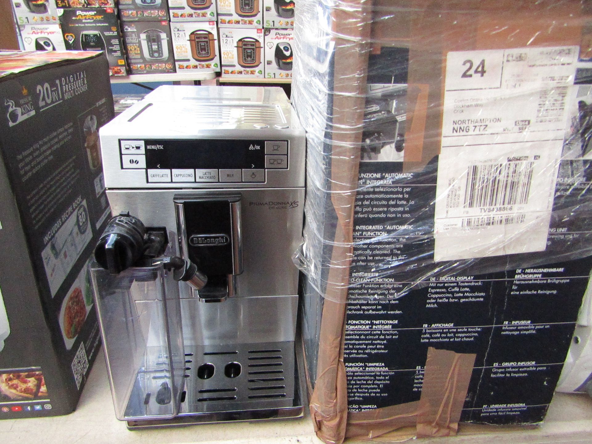 DELONGHI - PrimaDonna XS De Luxe - Coffee Machine - Untested, Damaged and Boxed.