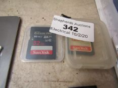 2x Various SanDisk - 32GB Extreme Pro SD Card & 128GB SD Card - Packaged.