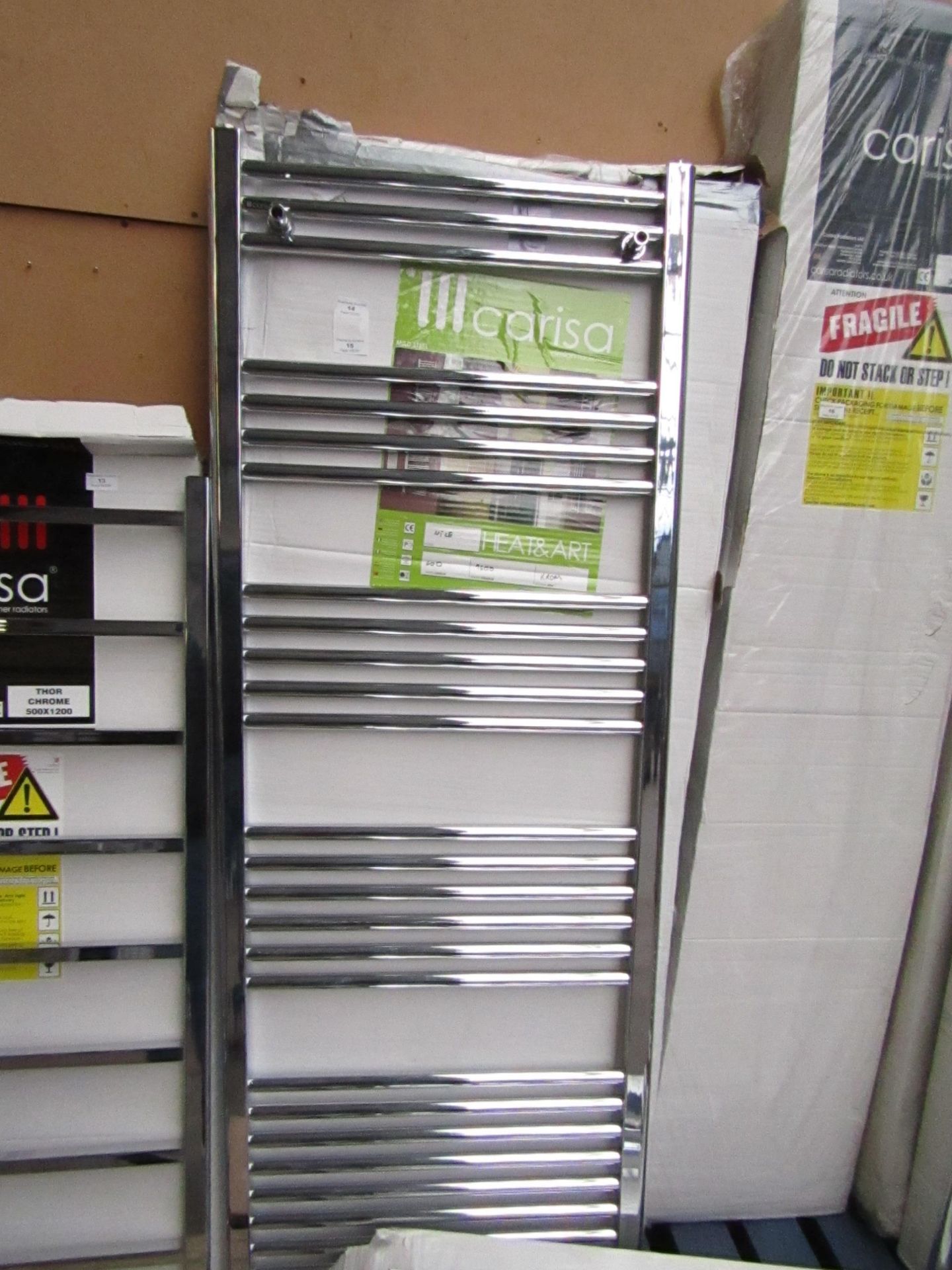 Carisa Nile Chrome 600x1600 radiator, with box, RRP £139, please read lot 0.