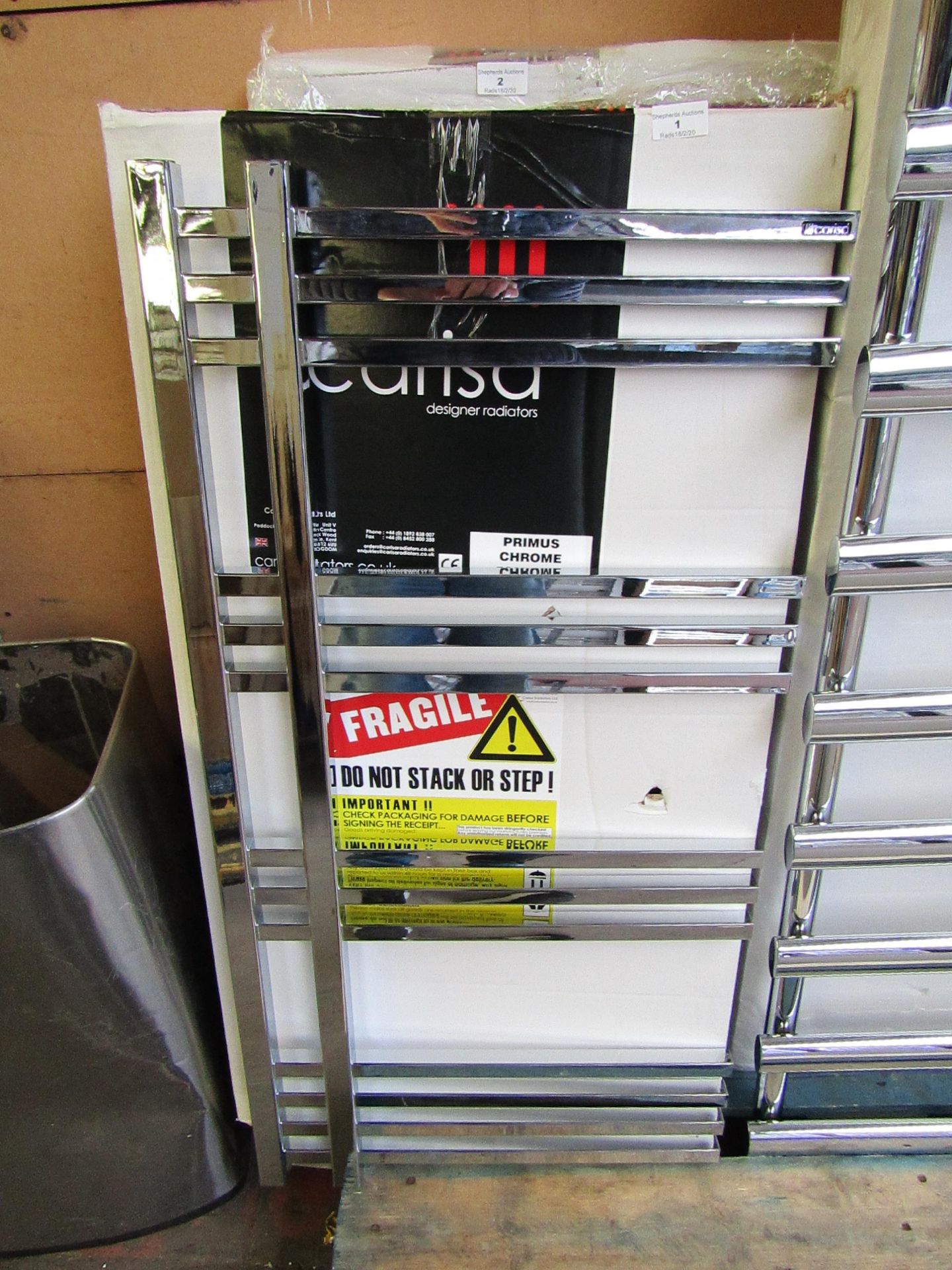 Carisa Primus Chrome 500x1000 radiator, with box, RRP £320, please read lot 0.