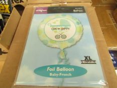 Box of 100 C'est Un Garcon Foil Balloons. New & Packaged