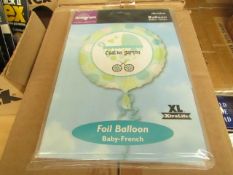 Box of 100 C'est Un Garcon Foil Balloons. New & Packaged