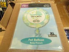 Box of 100 C'est Un Garcon Foil Balloons. New & Packaged