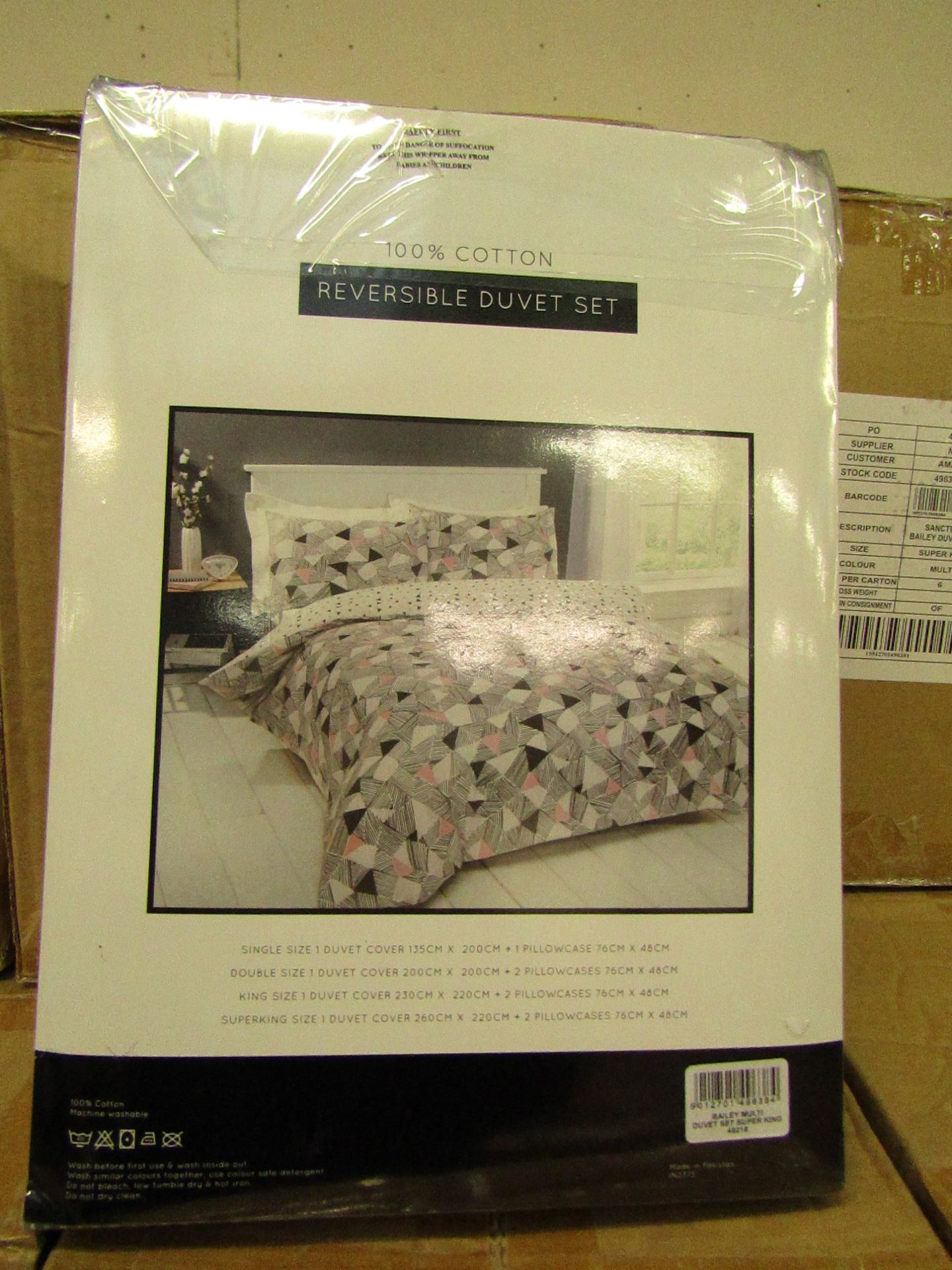 Sanctuary Bailey Multi Coloured Duvet Set Superking 100 % Cotton New & Packaged