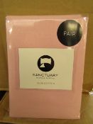 1 X Pair of Sanctuary Plain Housewife Pillowcases Blush 48 X 76 + 18cm Flap 100 % Cotton,new &