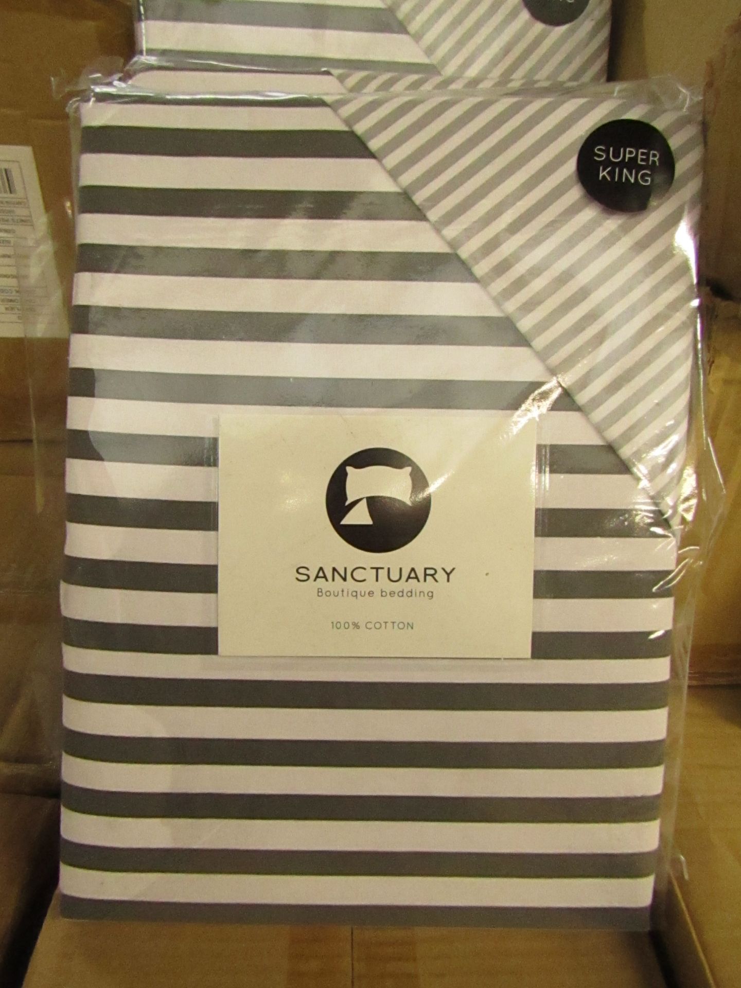 Sanctuary Harper Mono Superking Reversible Duvet Set,100 % Cotton RRP £79.99 New & Packaged