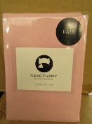 1 X Pair of Sanctuary Plain Housewife Pillowcases Blush 48 X 76 + 18cm Flap 100 % Cotton,new &