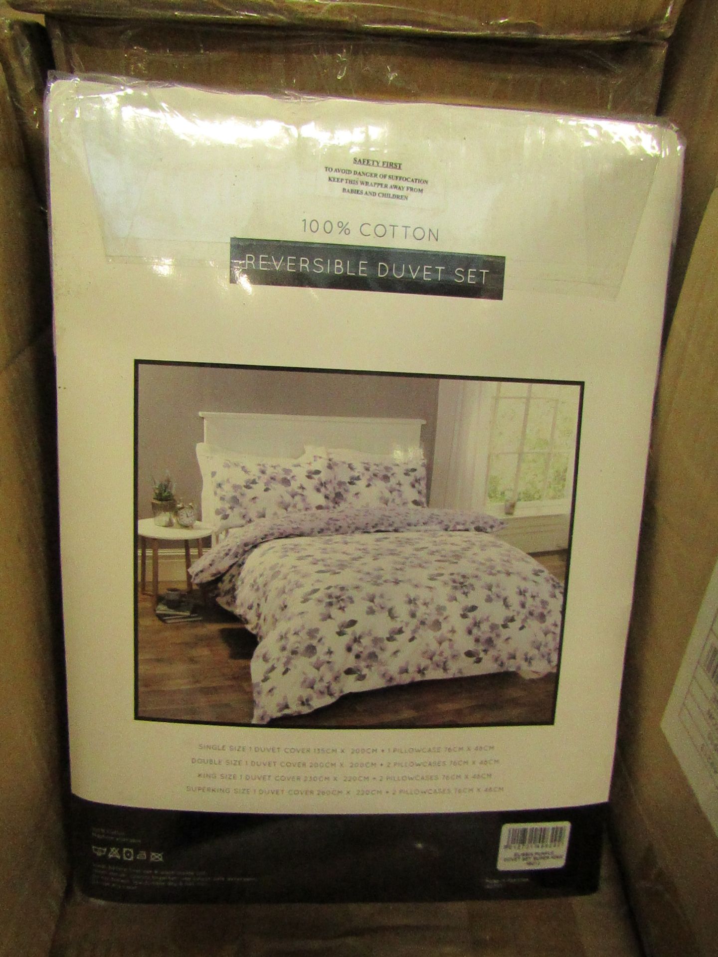 Sanctuary Elissia Purple Reversible Duvet Set Superking 100 % Cotton RRP £79.99 New & Packaged
