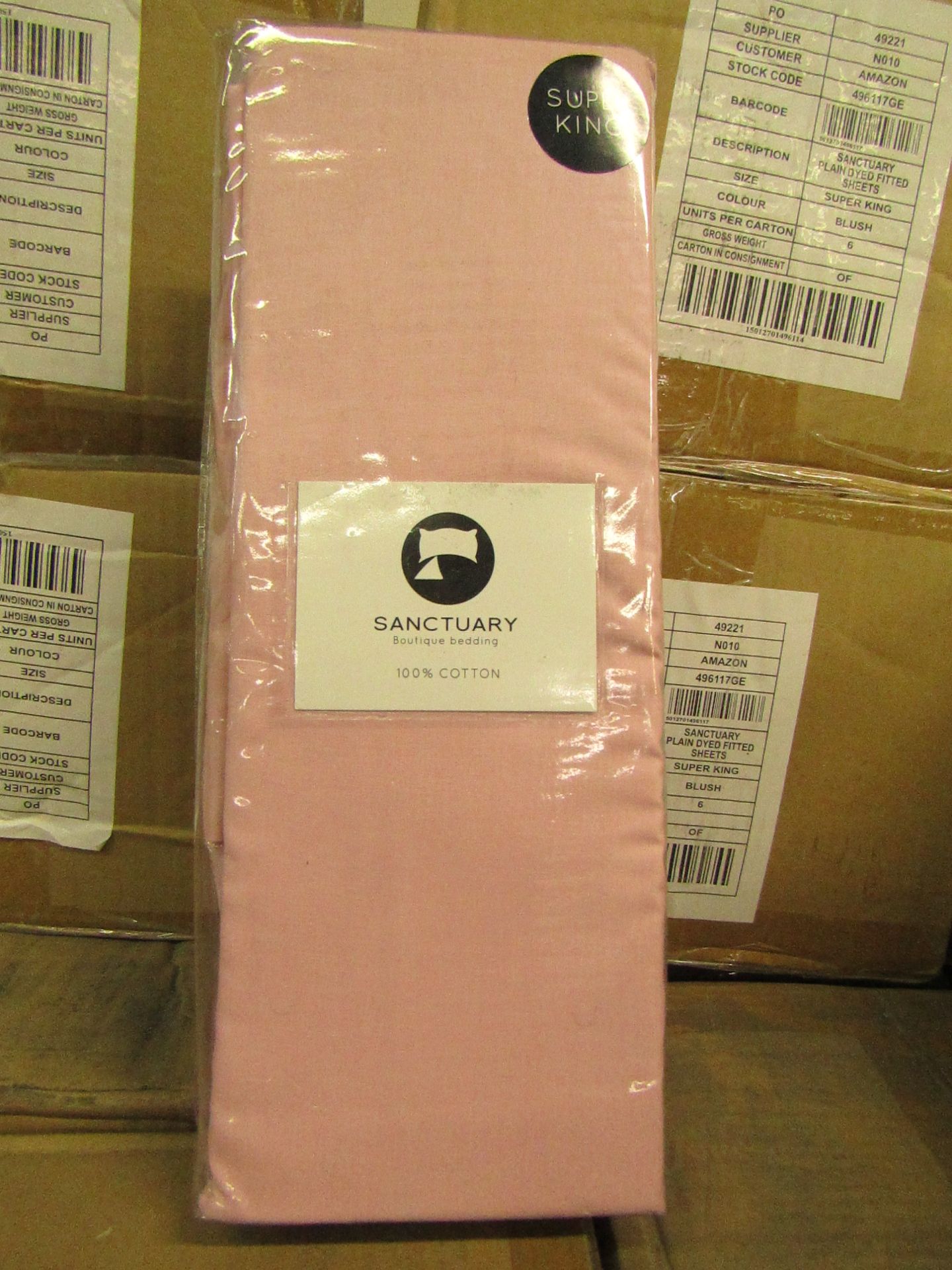 Sanctuary Fitted Sheet With Deep Box Superking Blush 100 % Cotton New & Packaged