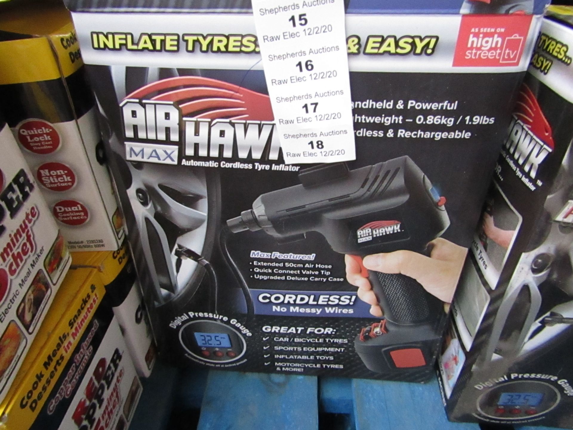 | 1x | AIR HAWK MAX CORDLESS COMPRESSOR | UNCHECKED AND BOXED | NO ONLINE RE-SALE | SKU