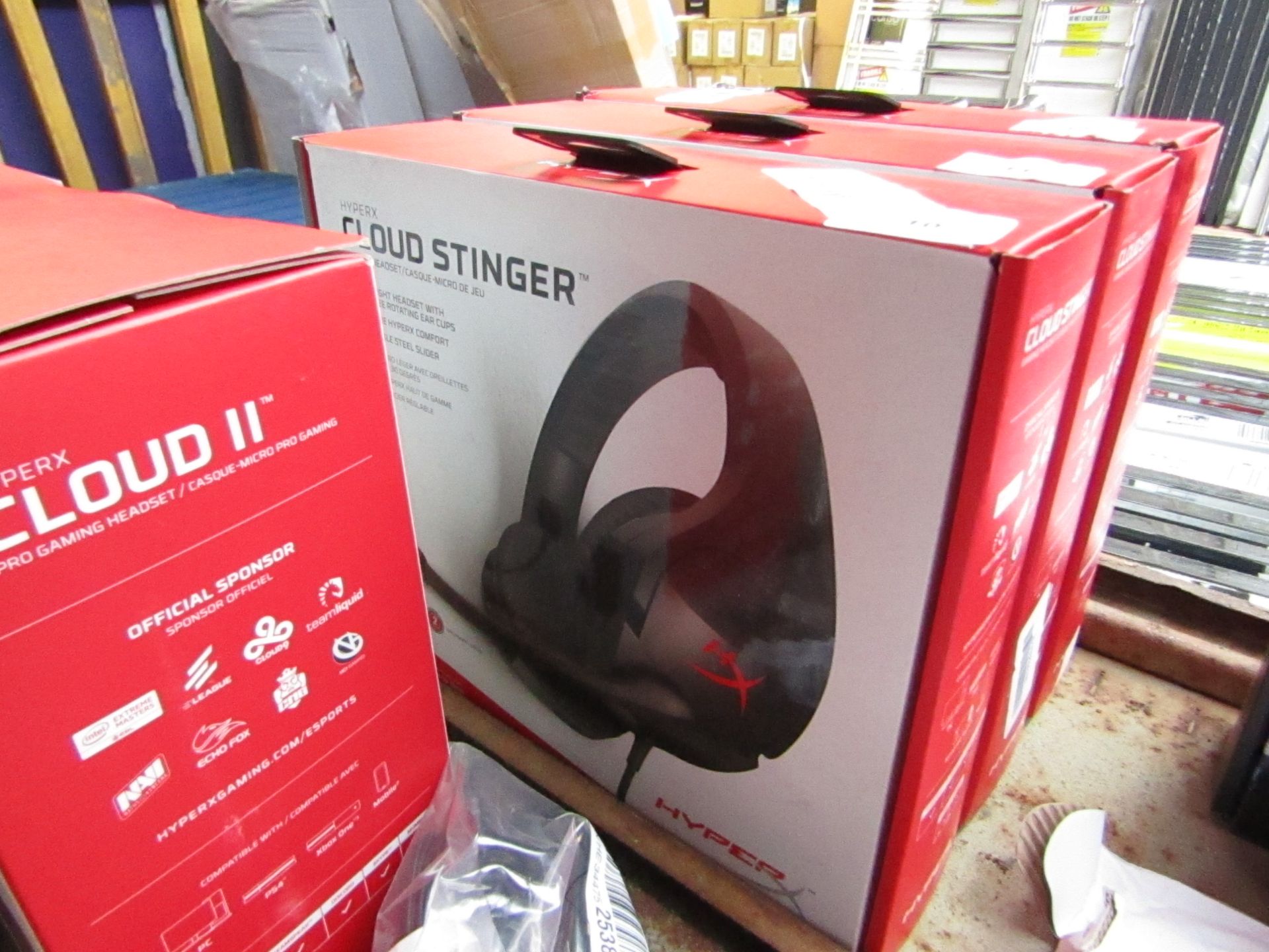 Hyper X Cloud Stinger gaming headphones, untested and boxed.