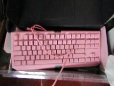 Razer Black Widow Quartz Tournament Edition Chroma V2 gaming keyboard, untested due to damaged USB