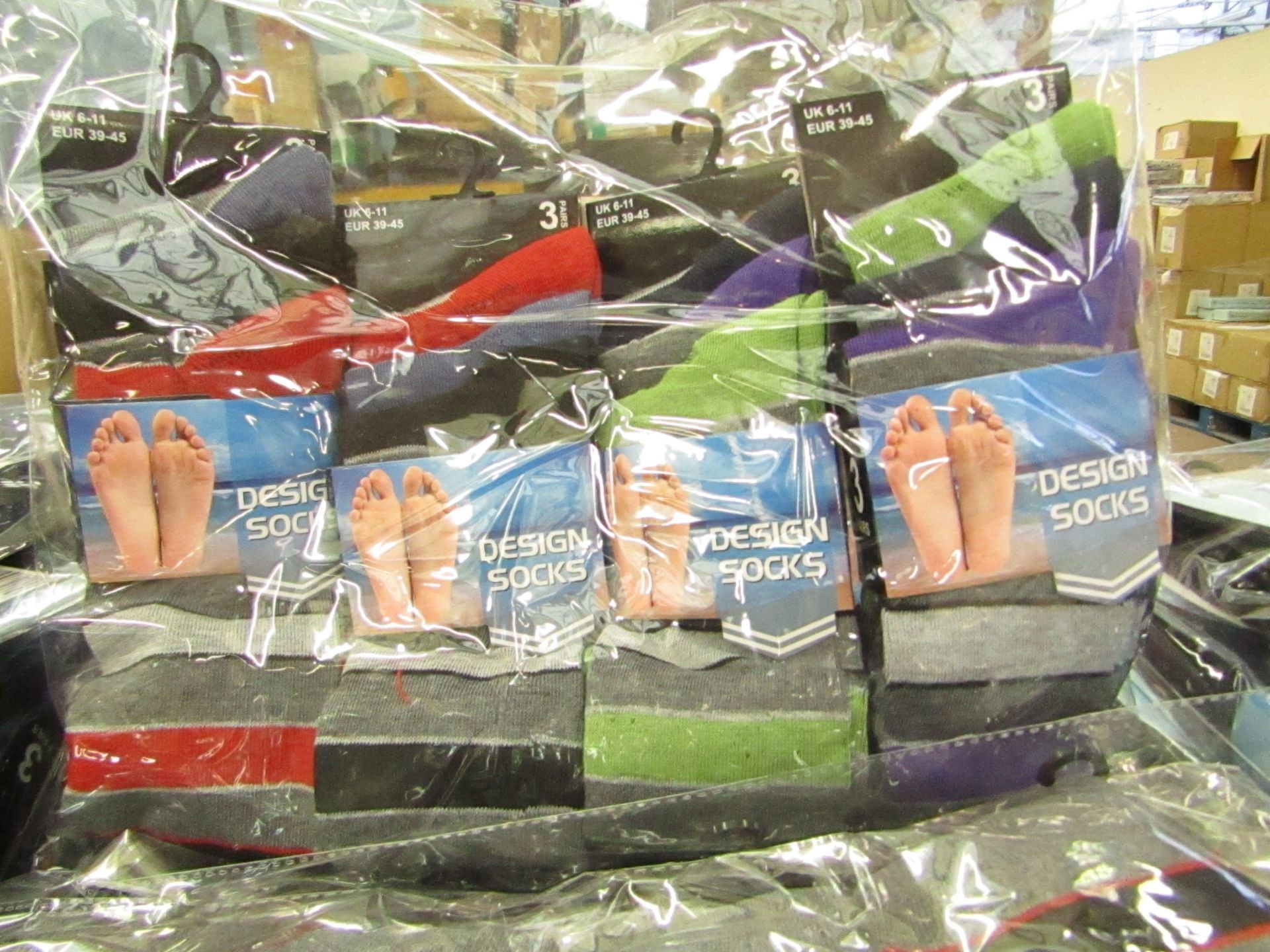 12 X Pairs of Mens Design Socks size 6-11 new in packaging