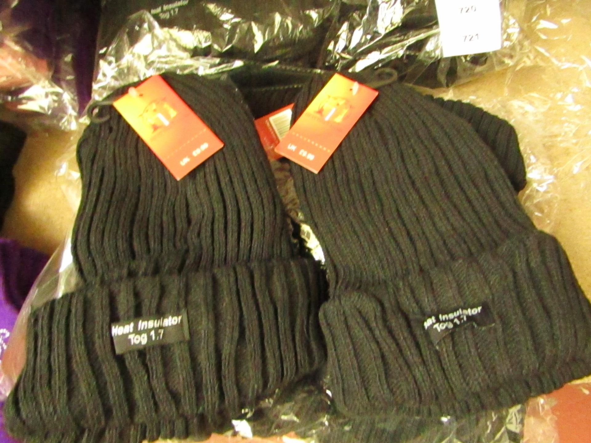 3 X Chunky Knit Fleece Lined Heat Insulate Tog 1.7 Hats RRP £9.99 each all new with tags