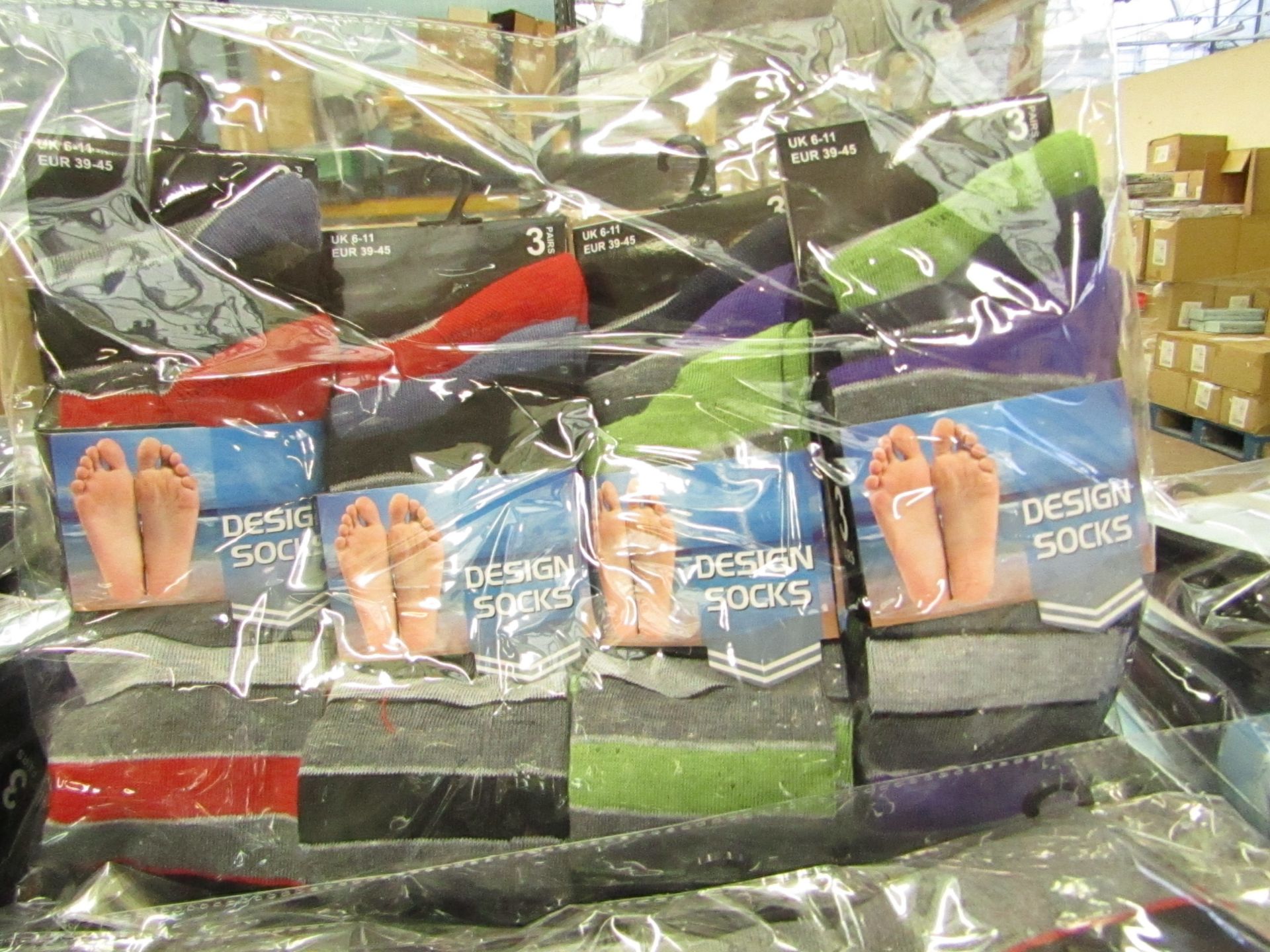 12 X Pairs of Mens Design Socks size 6-11 new in packaging