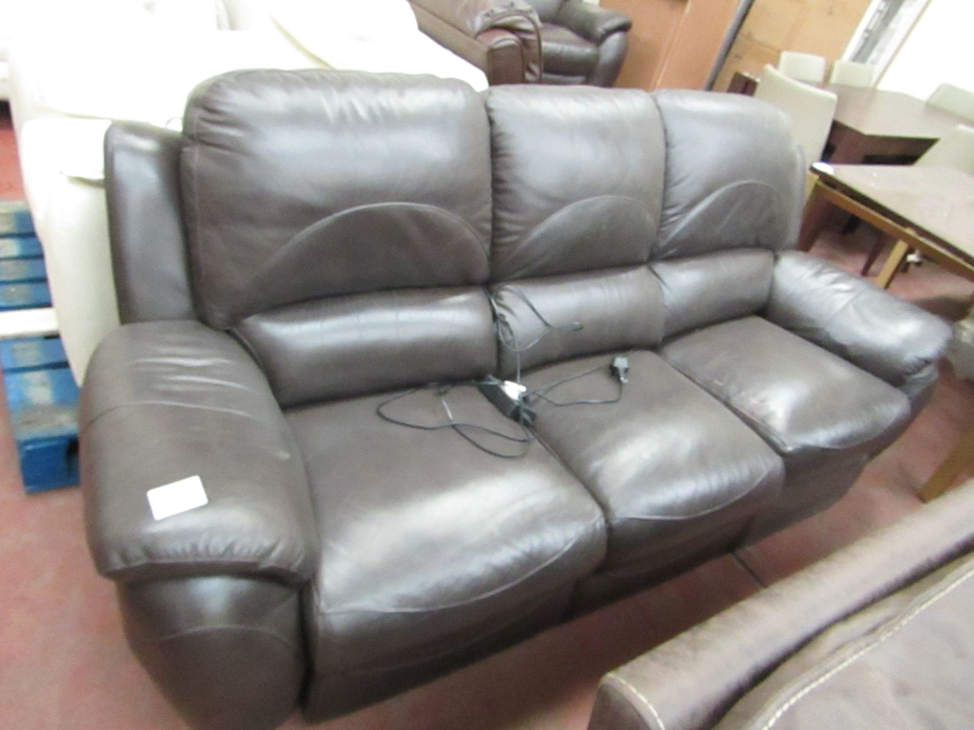 La Z Boy 3 seater electric reclining sofa, tested working one of the seats has discoloration on it