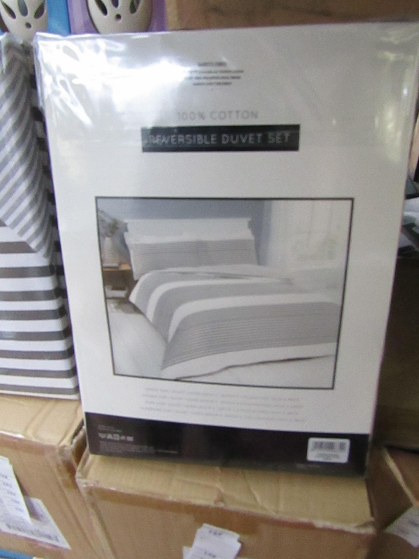 Sanctuary Harper Mono king Reversible Duvet Set,100 % Cotton RRP £69.99 New & Packaged