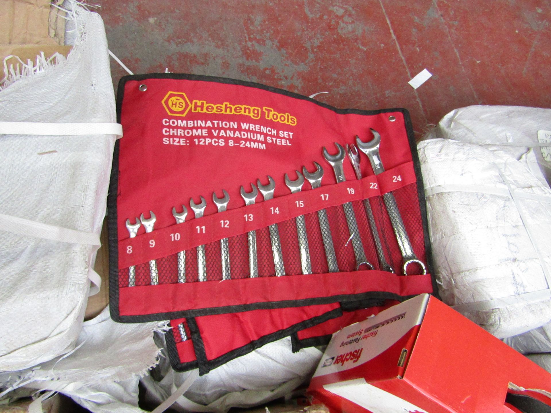 Heshang Tools 12 Piece chrome vanadium steel combination spanner set, new in carry roll.