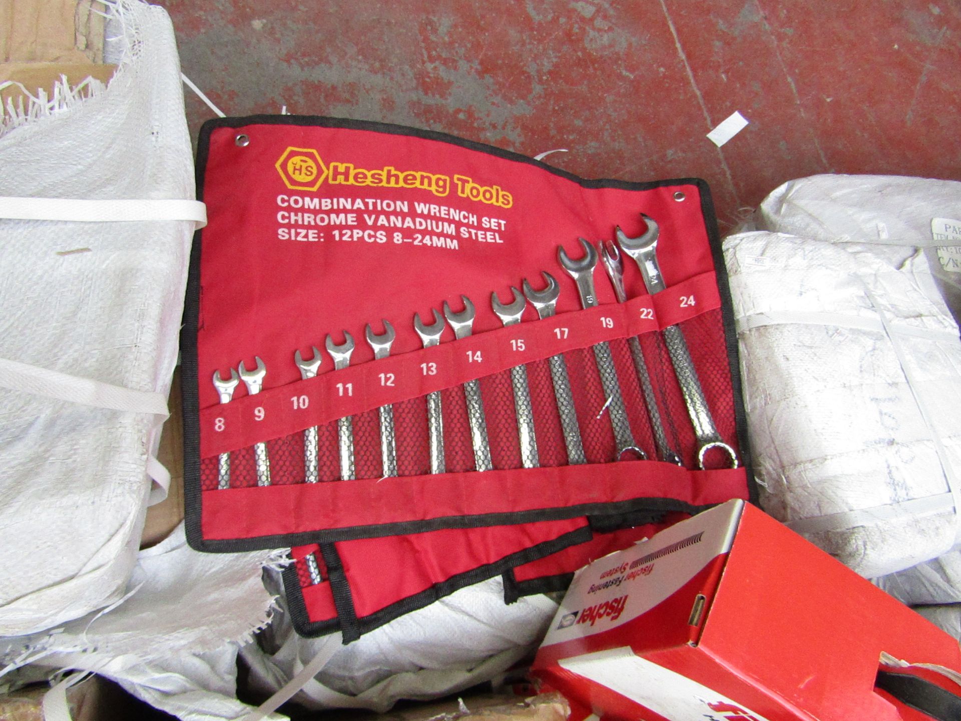 Heshang Tools 12 Piece chrome vanadium steel combination spanner set, new in carry roll.