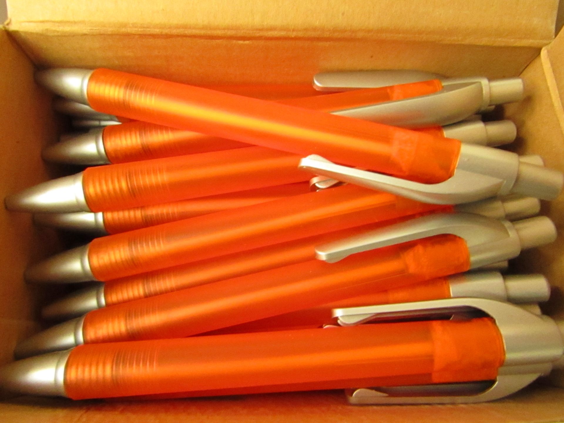 Box of 50 Black Ink Pens. Boxed. See Image For Design