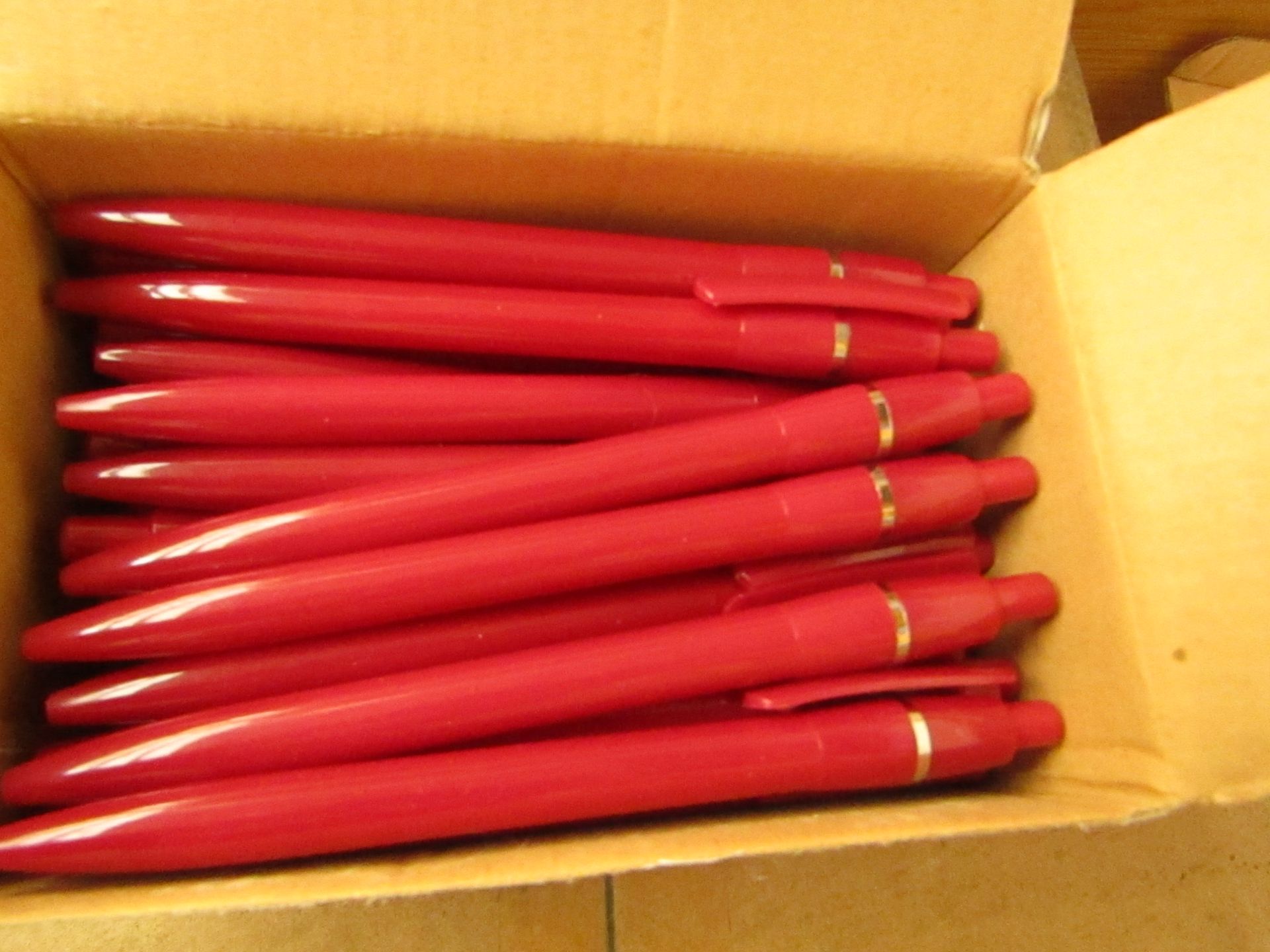 Box of 50 Black Ink Pens. Boxed. See Image For Design