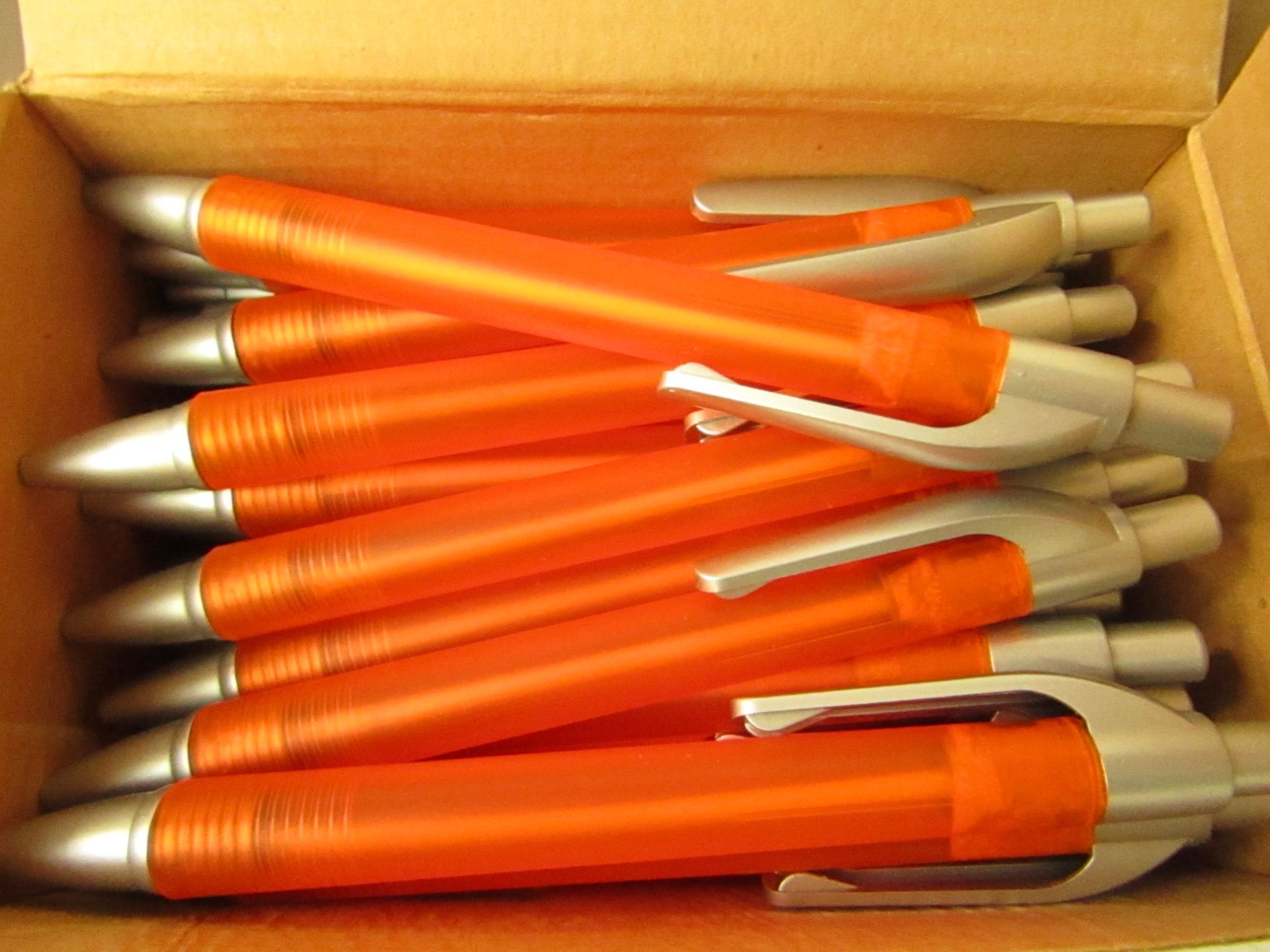 Box of 50 Black Ink Pens. Boxed. See Image For Design