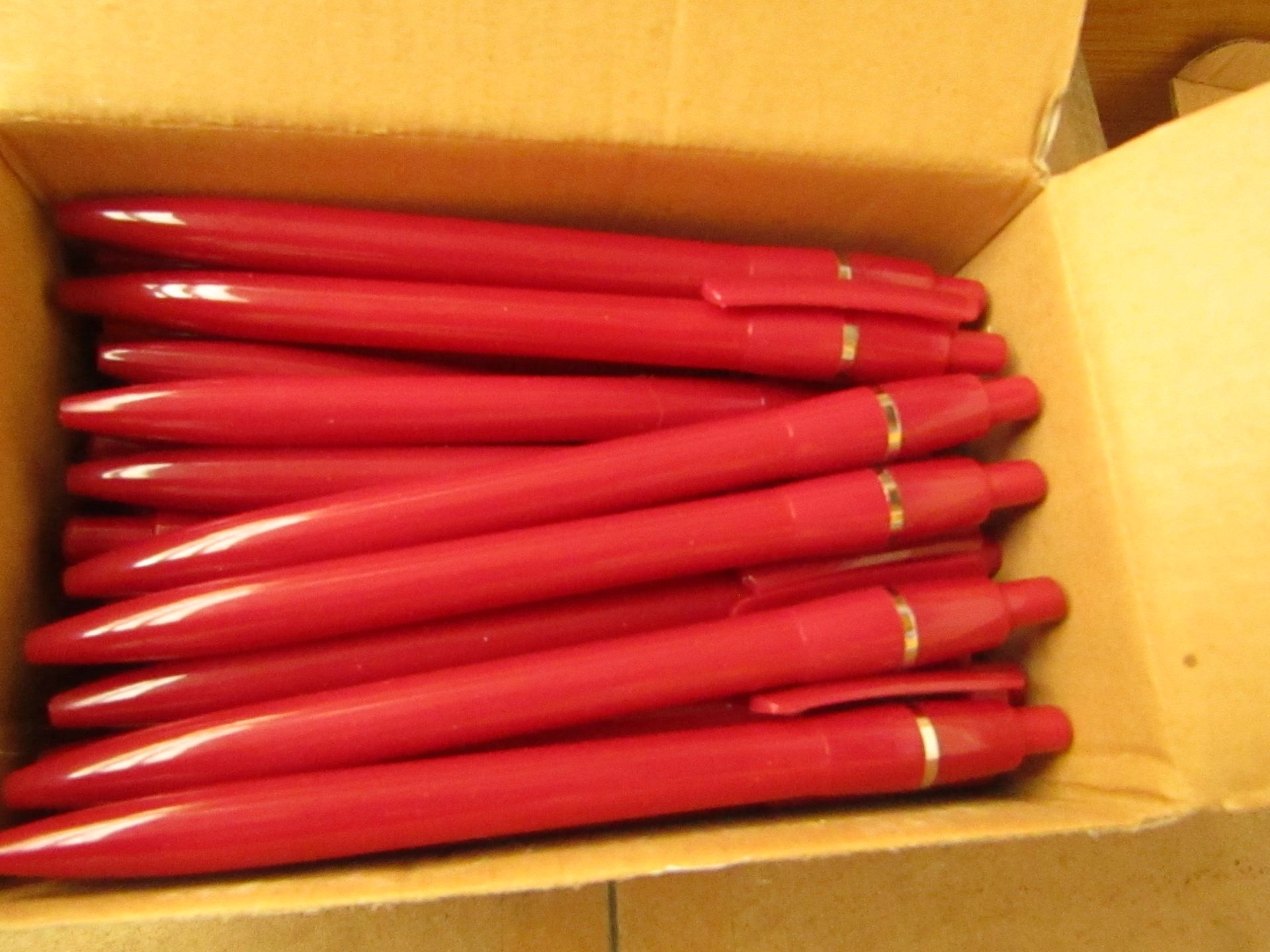 Box of 50 Black Ink Pens. Boxed. See Image For Design