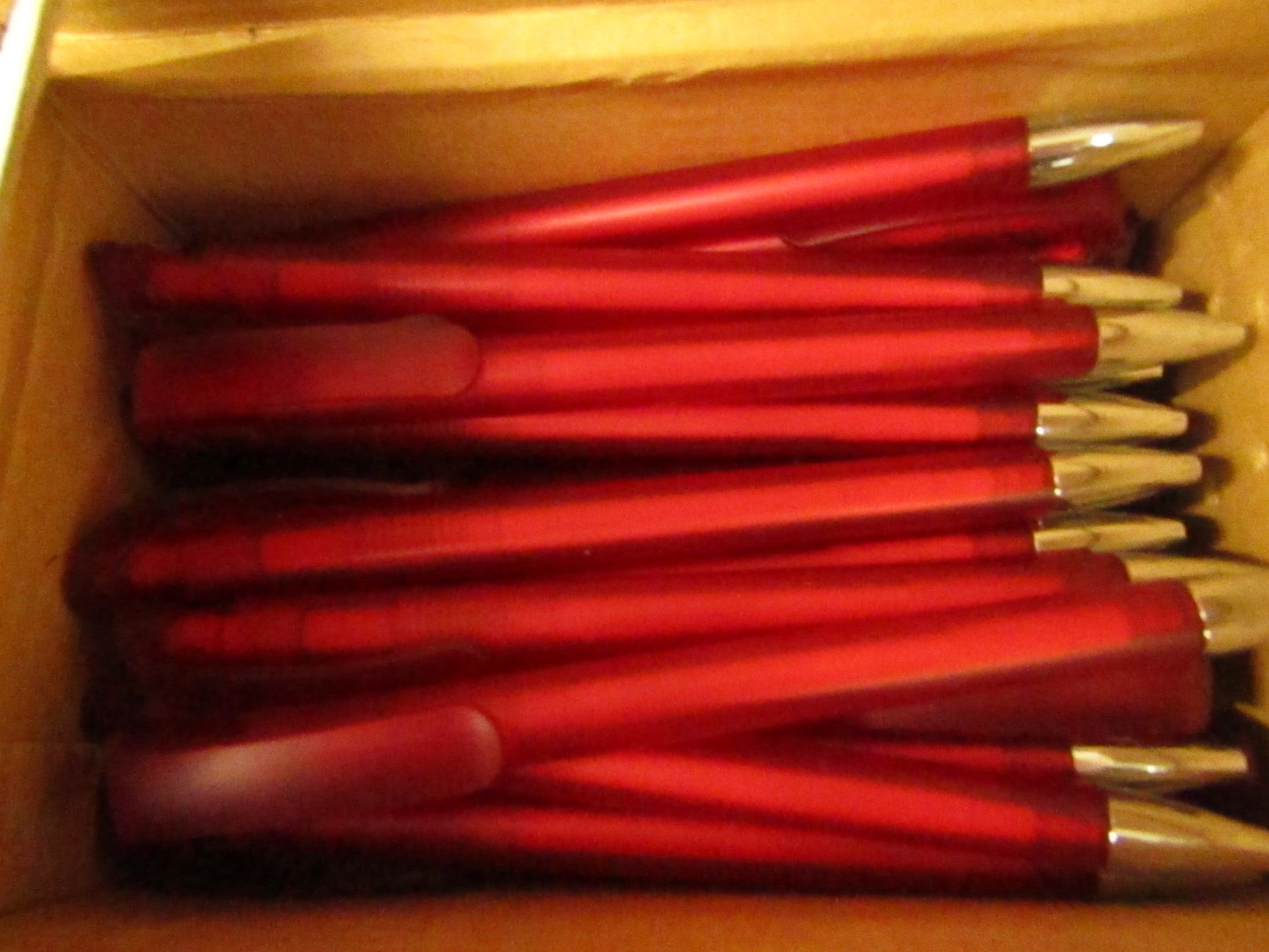 Box of 50 Black Ink Pens. Boxed. See Image For Design