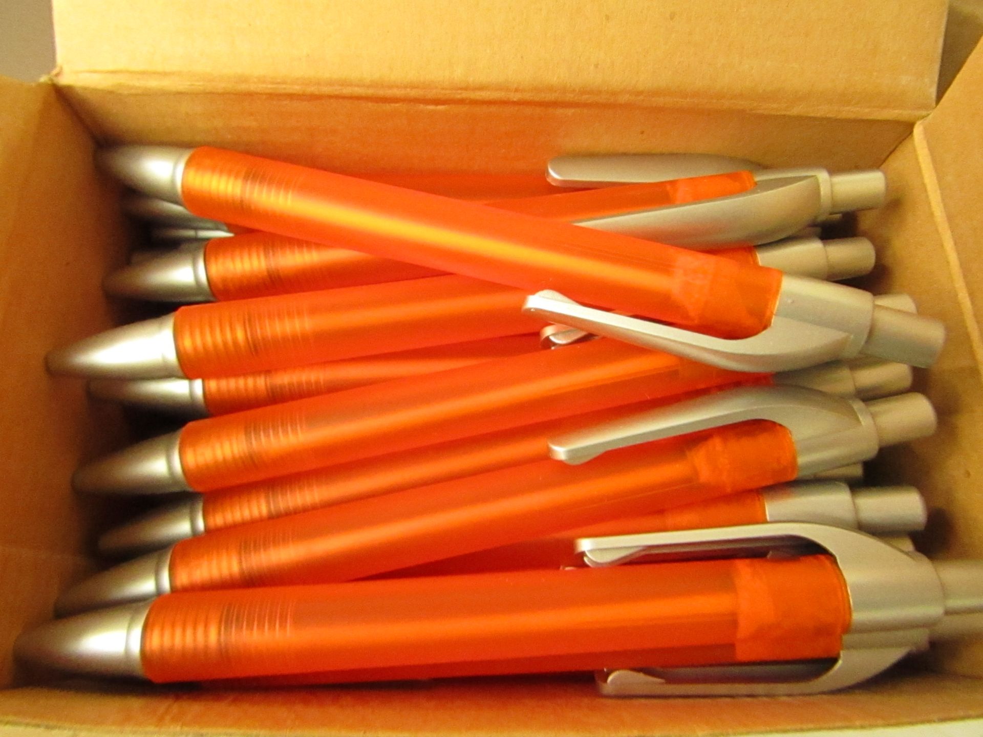 Box of 50 Black Ink Pens. Boxed. See Image For Design