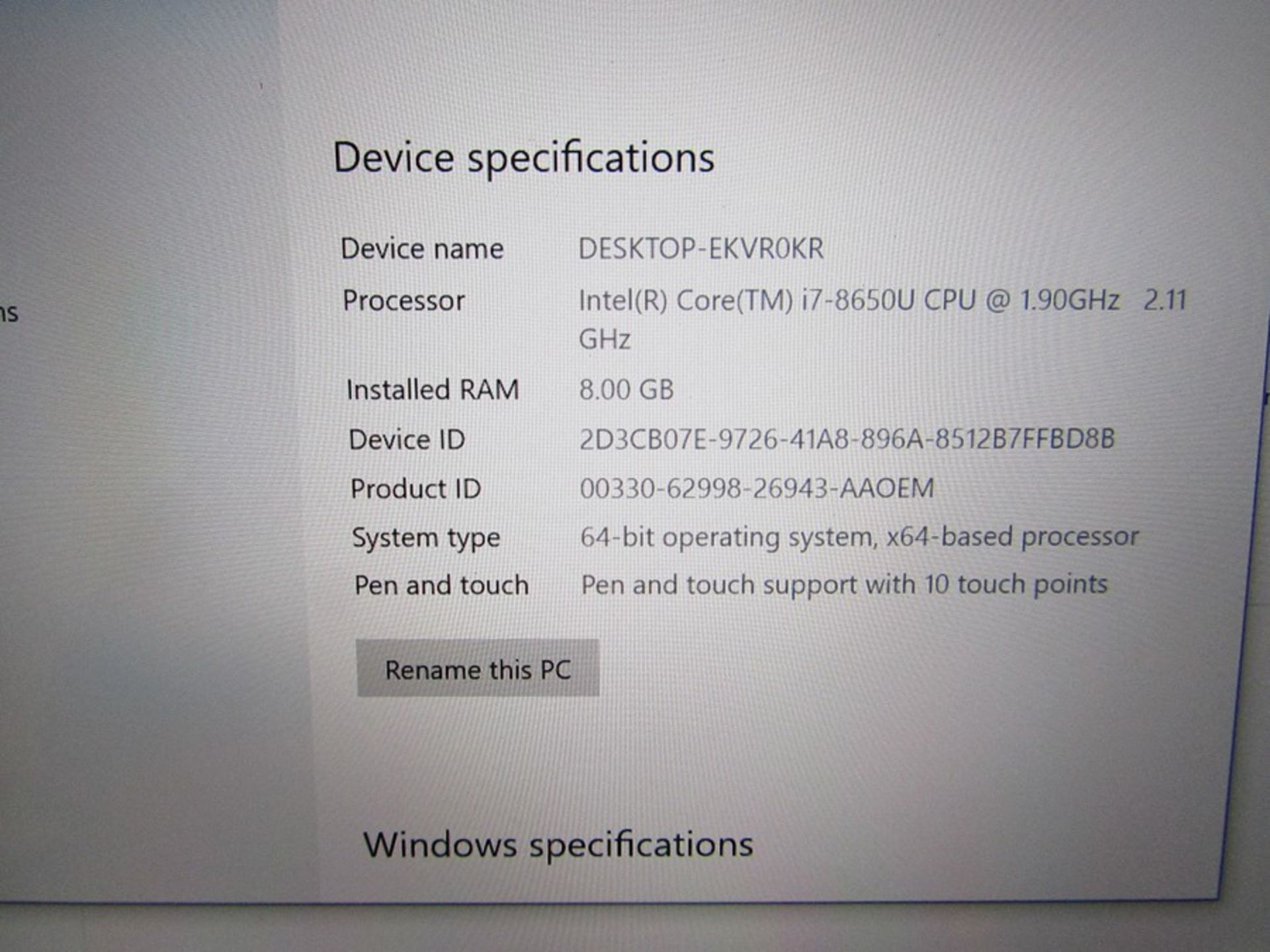 Microsoft Surface Pro 2 Laptop model 1769, 8th Generation i7 processor, 256GB Go, 8GB Go RAM, - Image 2 of 14