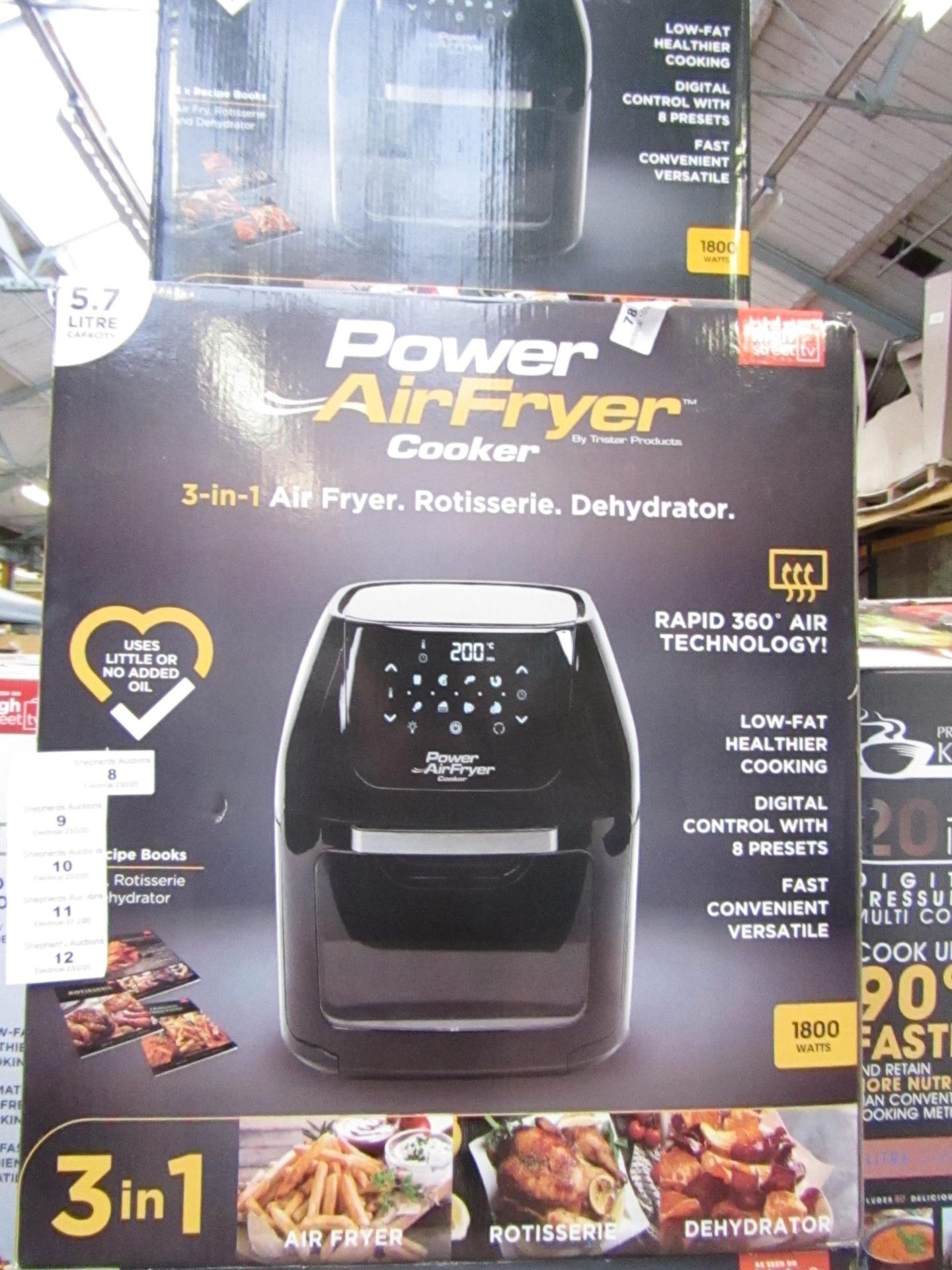 | 1x | POWER AIR FRYER COOKER 5.7L | PAT TESTED AND BOXED | NO ONLINE RE-SALE | SKU C5060541510937 |