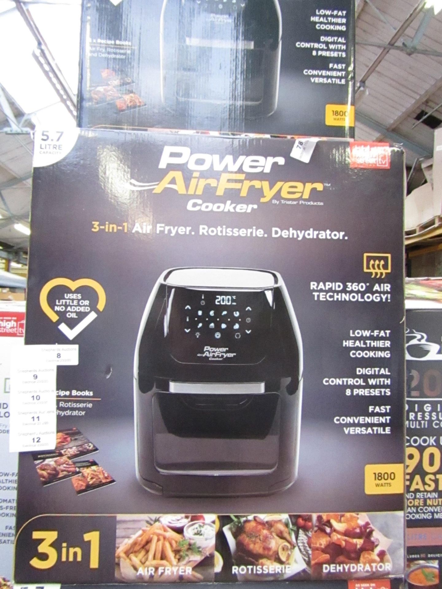 | 1x | POWER AIR FRYER COOKER 5.7L | PAT TESTED AND BOXED | NO ONLINE RE-SALE | SKU C5060541510937 |