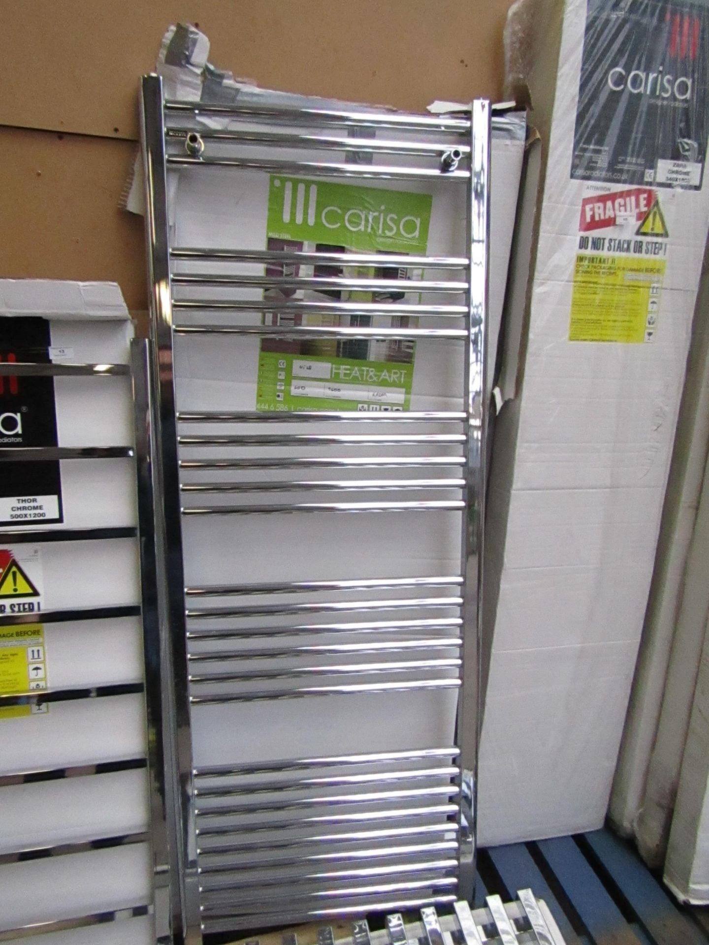 Carisa Nile Chrome 600x1600 radiator, with box, RRP £139, please read lot 0.